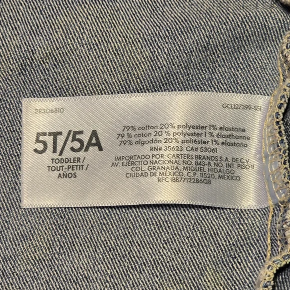 EUC OshKosh B'gosh Blue Floral Kids Denim Jacket 5T - Picture 3 of 5